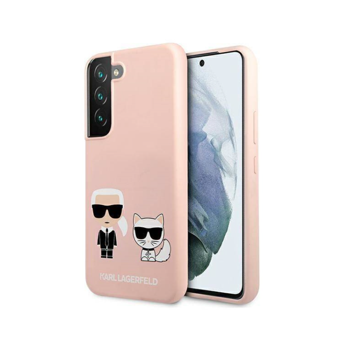 Plastové puzdro Karl Lagerfeld na Samsung Galaxy S22 5G KLHCS22SSSKCI Silicone Karl & Choupette Magsafe ružové