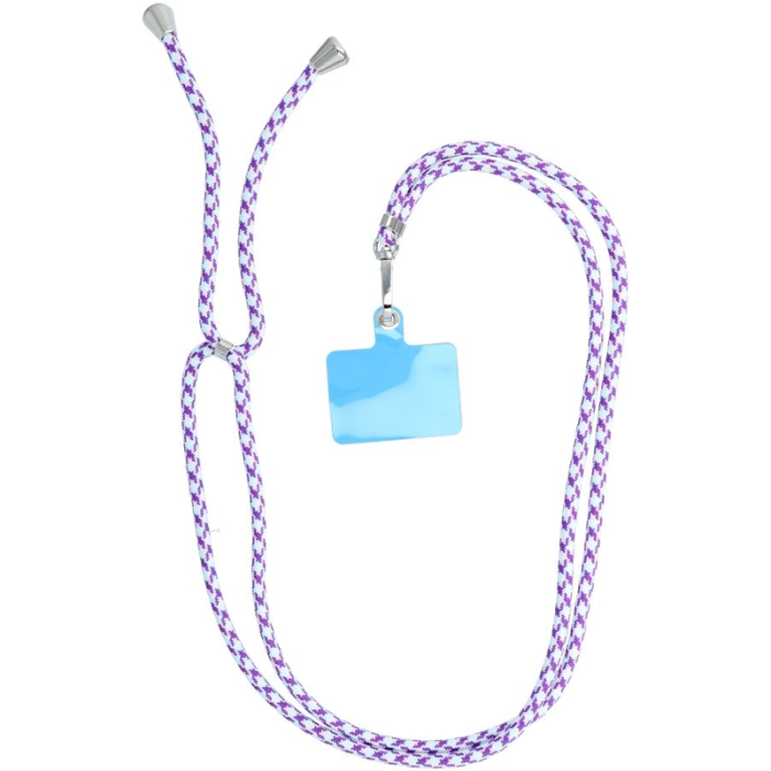 Nastaviteľná šnúrka na mobil bielo-fialová