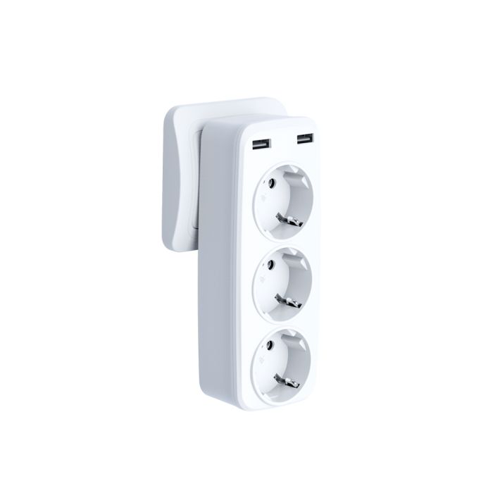 XO nástenná nabíjačka so zásuvkovým rozbočovačom WL08 2,4 A 2x USB biely 16A 4000W MAX biela 