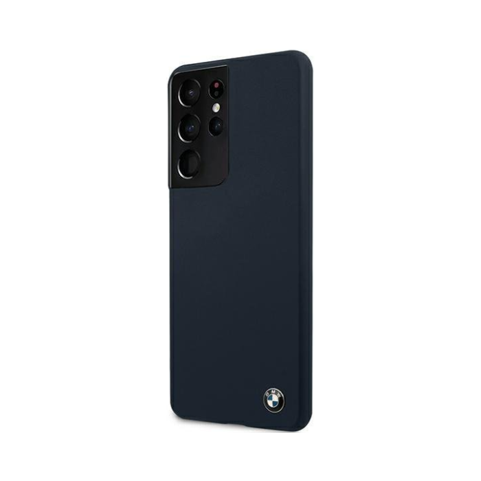 Silikónové puzdro BMW na Samsung Galaxy S21 Ultra 5G G998 BMHCS21LSILNA Silicone Signature modré