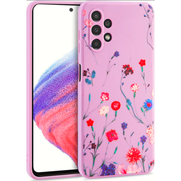 Silikónové puzdro na Samsung Galaxy A53 5G Tech Protect TPU kvety fialové 