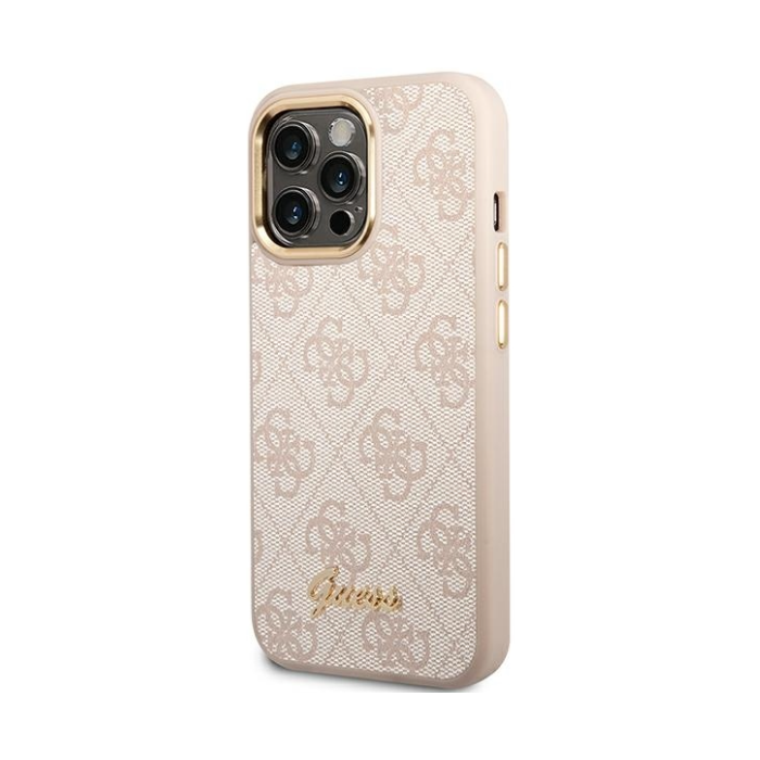Puzdro Guess na Apple iPhone 14 Pro Max GUHCP14XHG4SHP Metal Outline Script ružové