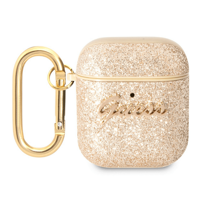 Puzdro na Apple AirPods 1/2 Glitter Flakes Metal Logo zlaté