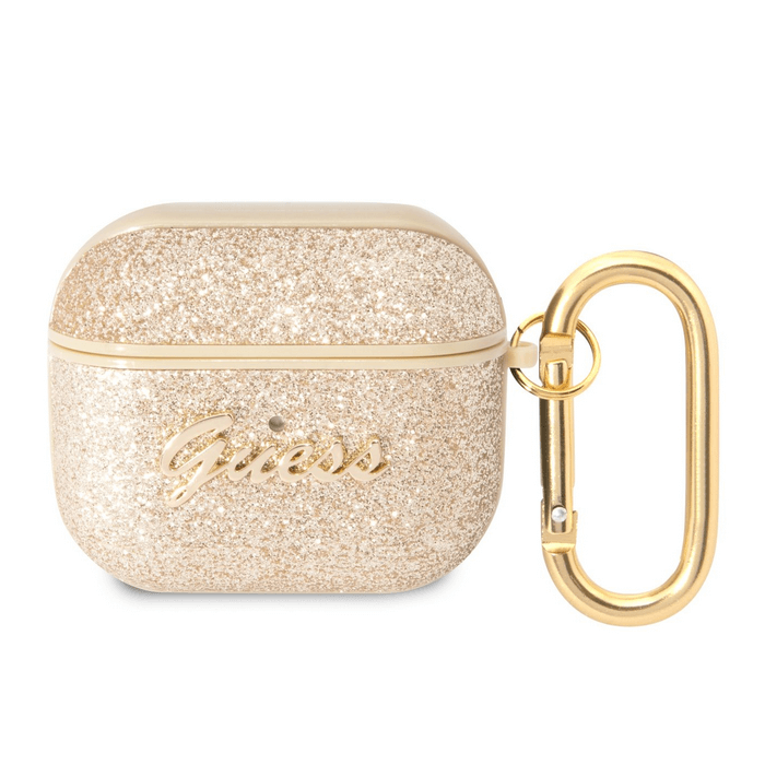 Puzdro na Apple AirPods 3 Glitter Flakes Metal Logo zlaté