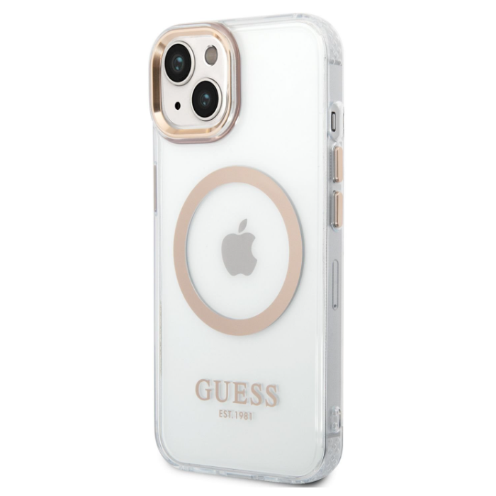 Plastové puzdro Guess na Apple iPhone 13 Pro GUHMP13LHTRMD Transparent MagSafe zlaté