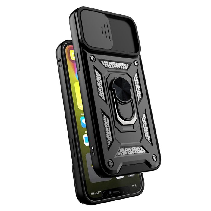 Odolné puzdro na Xiaomi Redmi Note 10 Pro Camshield Ring Armor čierne