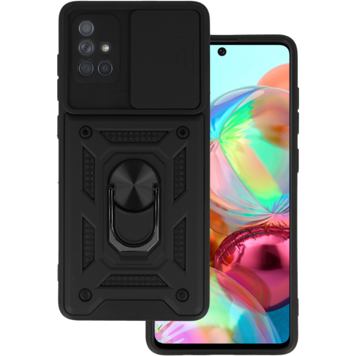 Odolné puzdro na Samsung Galaxy A71 A715 Camshield Ring Armor čierne