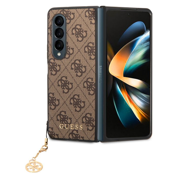 Plastové puzdro Guess na Samsung Galaxy Z Fold4 5G F936 4G Charms hnedé