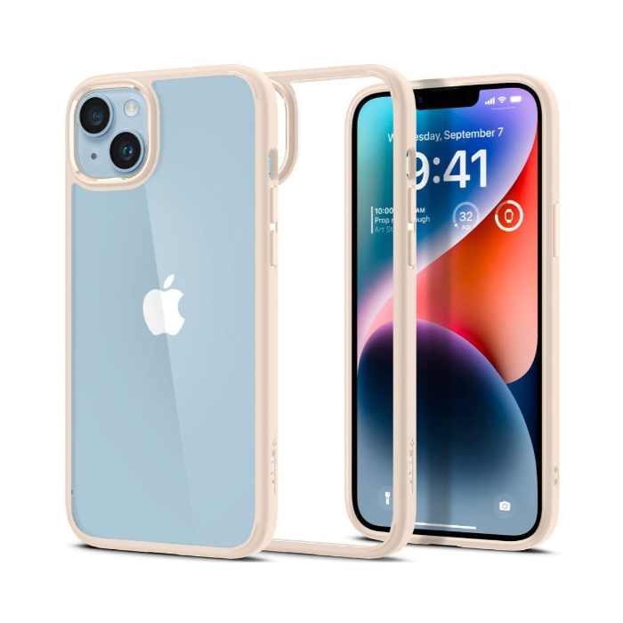 Odolné puzdro na Apple iPhone 14 Spigen Ultra Hybrid béžové