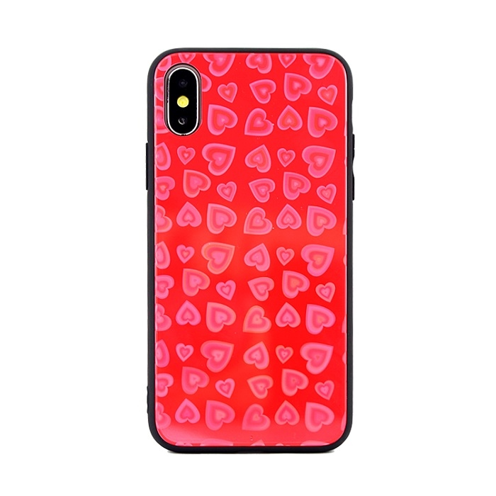Plastové puzdro na Apple iPhone 7/8/SE 2020/SE 2022 Glass Hearts červené