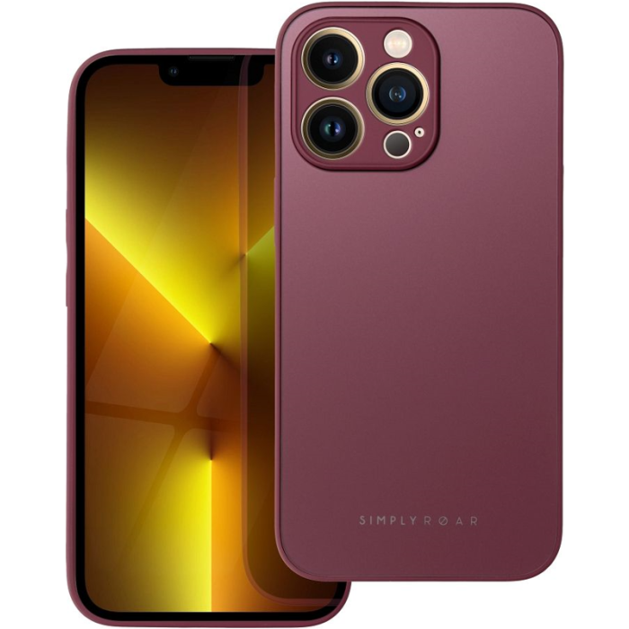 Plastové puzdro na Apple iPhone 14 Roar Matte Glass bordové