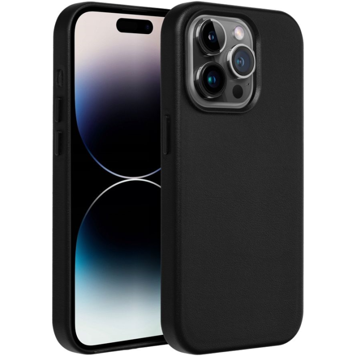 Plastové puzdro na Apple iPhone 14 Plus Leather Mag čierne