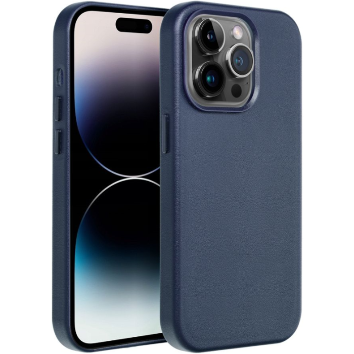 Plastové puzdro na Apple iPhone 12 Pro Max Leather Mag modré