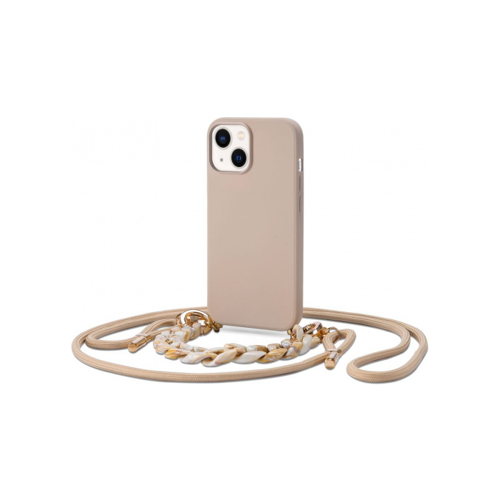 Silikónové puzdro na Apple iPhone 14 Tech-Protect Icon Chain béžové