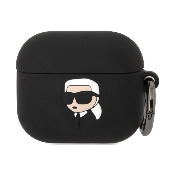 Silikónové puzdro Karl Lagerfeld na Apple AirPods 3 KLA3RUNIKK Karl 3D Logo NFT čierne