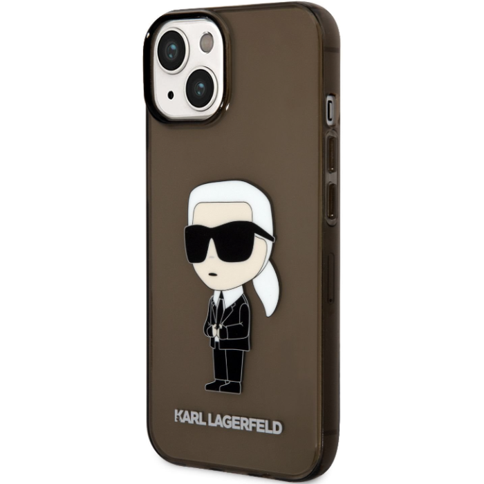 Plastové puzdro Karl Lagerfeld na Apple iPhone 14 Pro KLHCP14LHNIKTCK Translucent Ikonik NFT čierne