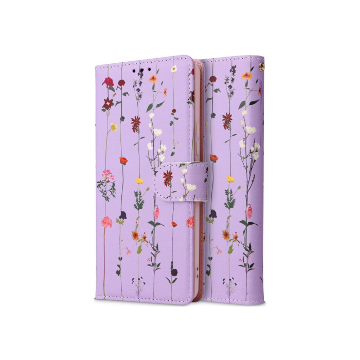 Diárové puzdro na Samsung Galaxy A53 5G A536 Tech-protect Wallet kvety - fialové
