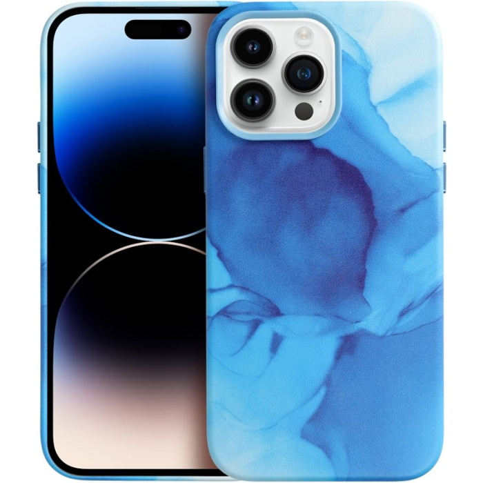 Plastové puzdro na Apple iPhone 12 Pro Leather Mag PU Splash modré