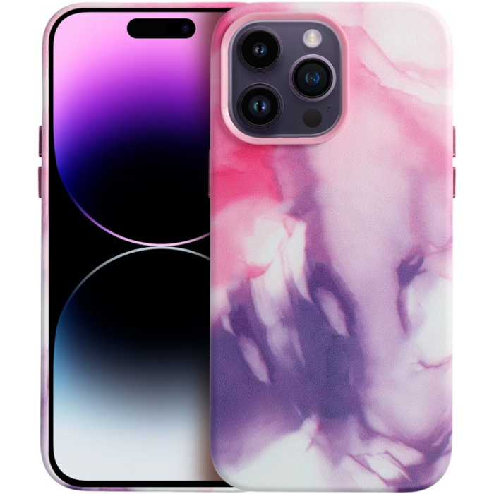 Plastové puzdro na Apple iPhone 12 Pro Max Leather Mag PU Splash fialové