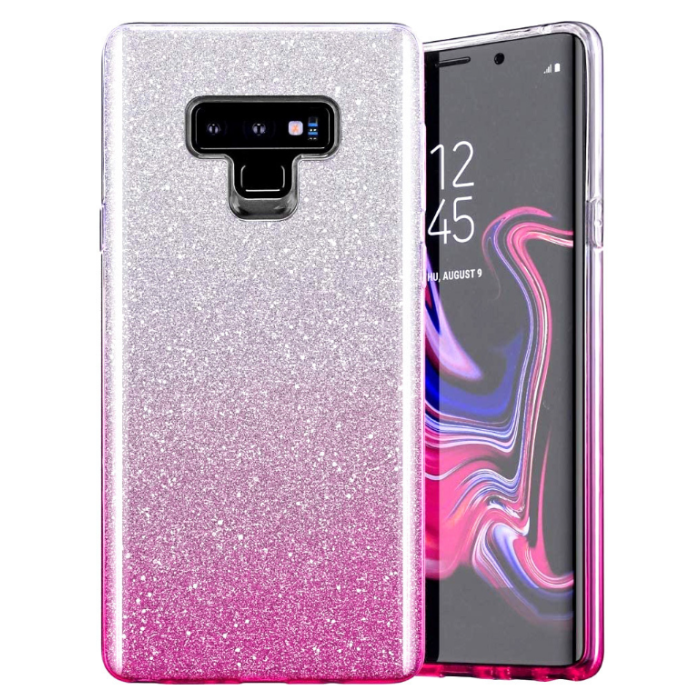 Silikónové puzdro na Samsung Galaxy A14 5G A146 Shine Bling ružovo-strieborné