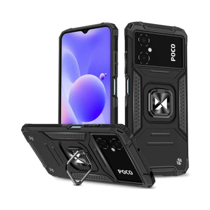Odolné puzdro na Xiaomi Redmi 10 5G/Poco M4 5G Ring Armor Rugged čierne