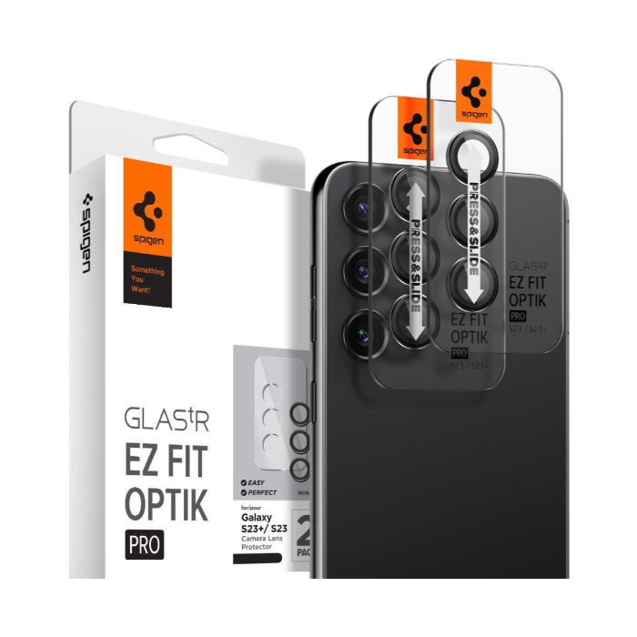 Tvrdené sklo na fotoaparát na Samsung Galaxy S23 5G S911/S23+ 5G S916 Spigen Optik.TR Ez Fit Pro čierne (2ks)