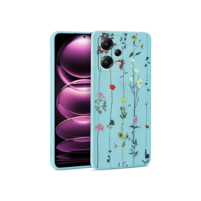 Silikónové puzdro na Xiami Redmi Note 12 5G/Poco X5 5G Tech Protect Mood Garden modré