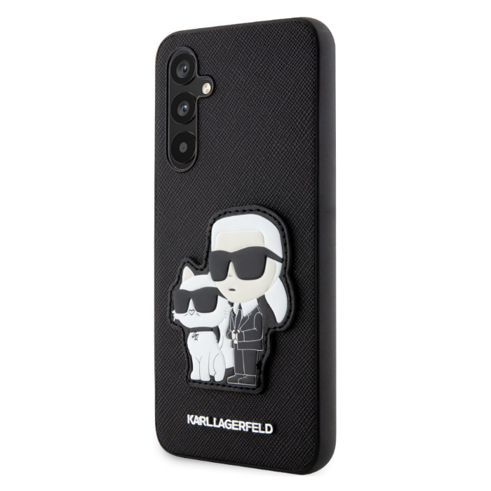 Plastové puzdro Karl Lagerfeld na Samsung Galaxy A34 5G A346 KLHCA34SANKCPK Saffiano Karl and Choupette NFT čierne