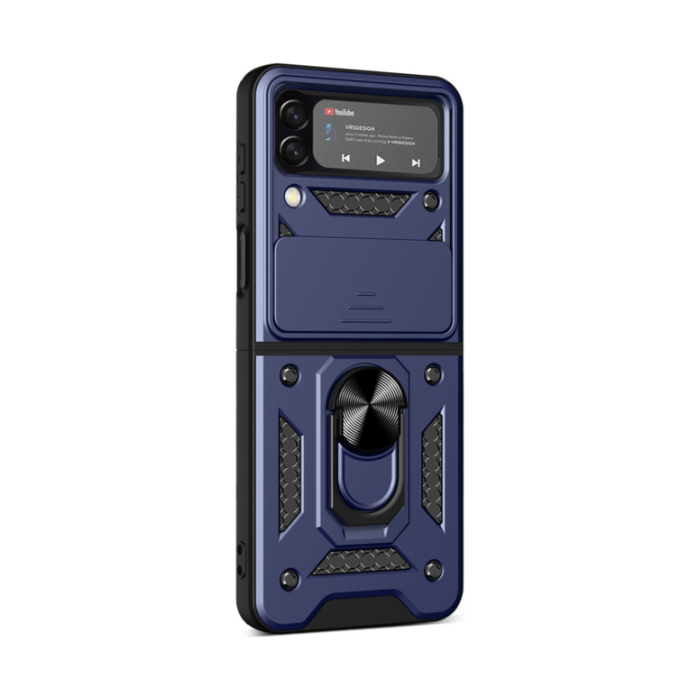 Odolné puzdro na Samsung Galaxy Z Flip4 5G F721 Tech-Protect Camshield Ring Armor modré