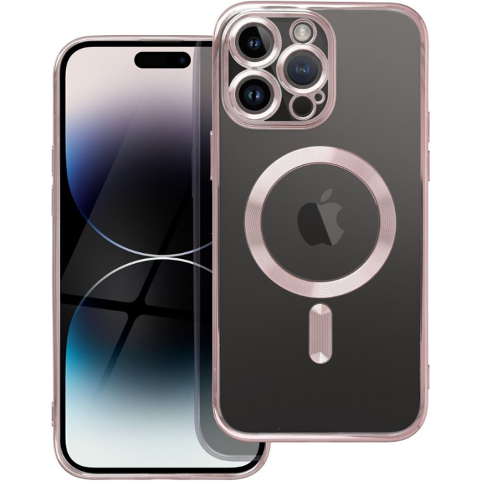 Silikónové puzdro na Apple iPhone 14 Pro Electro Mag ružovo-zlaté