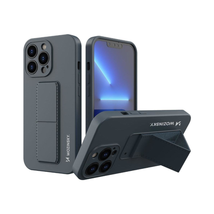 Silikónové puzdro na Apple iPhone 13 Pro Wozinsky Kickstand modré