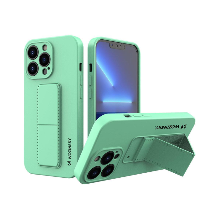 Silikónové puzdro na Apple iPhone 13 Pro Wozinsky Kickstand zelené