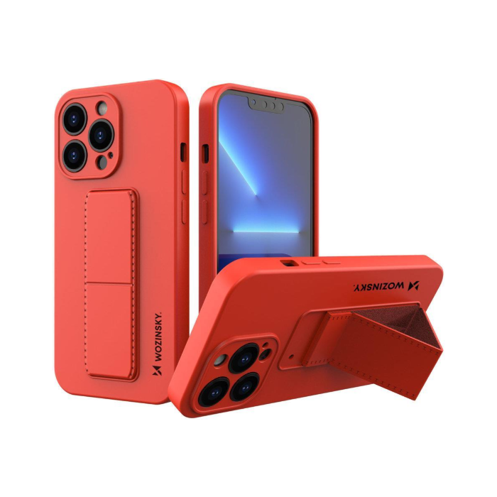 Silikónové puzdro na Apple iPhone 13 Wozinsky Kickstand červené