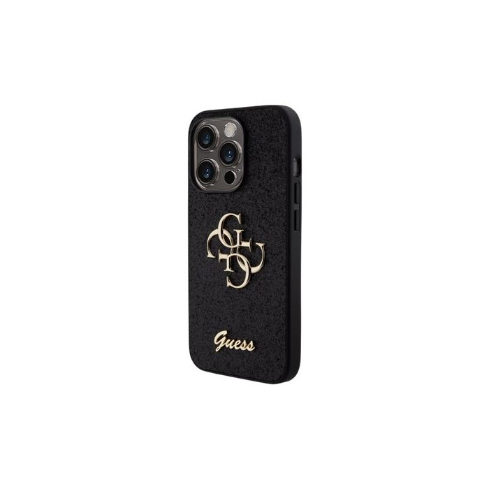 Guess PU Fixed Glitter 4G Metal Logo Apple iPhone 15 Pro GUHCP15LHG4SGK Black
