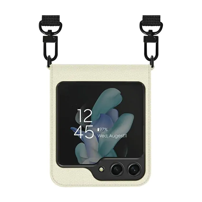 Diárové puzdro na Samsung Galaxy Z Flip5 5G F731 Araree Canvas Diary ivory