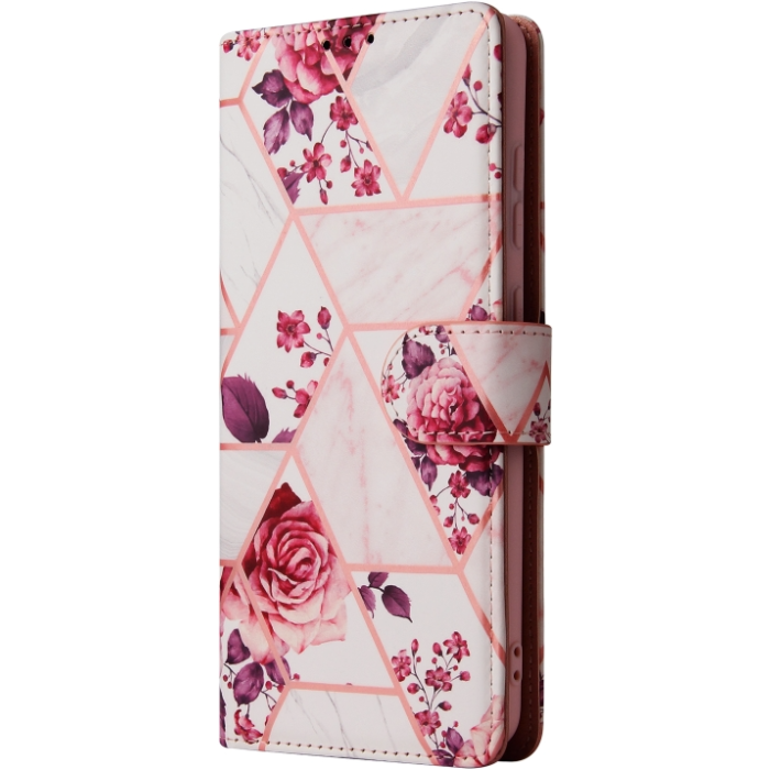 Diárové puzdro na Apple iPhone 14 Marble Bronze Book kvety