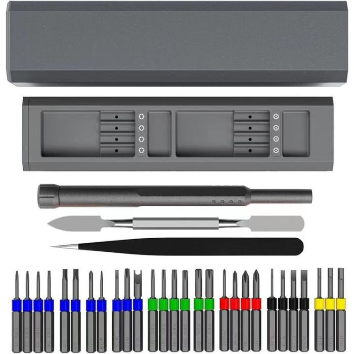 Set of service screwdrivers, 30-in-1 aluminum bits