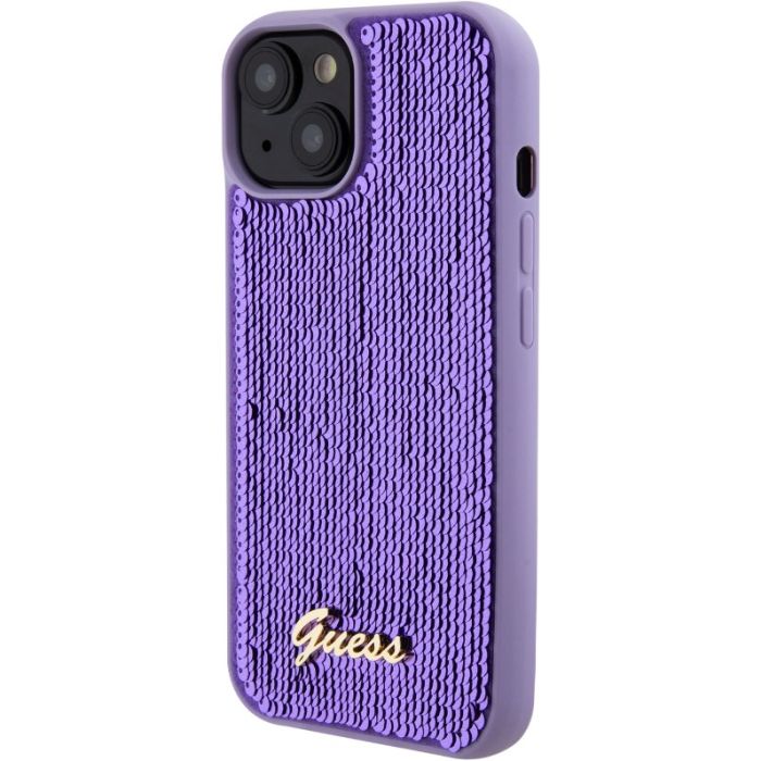 Guess Sequin Script Logo Apple iPhone 15 Plus GUHCP15MPSFDGSU Purple
