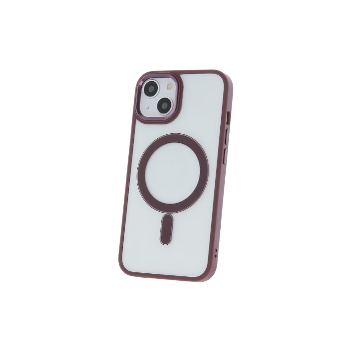 Silikónové puzdro na Apple iPhone 14 Satin Clear Mag fialové