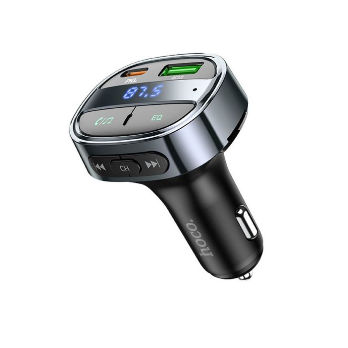 HOCO FM transmitter USB-A QC 3.0  Plus USB-C PD 30W E70 - čierny