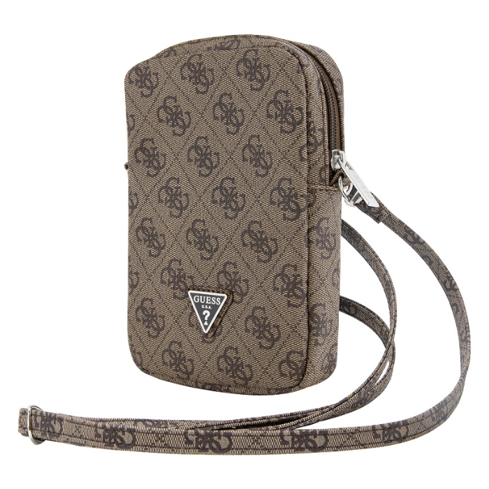 Univerzálne puzdro Guess na smartfón GUWBZP4GFTSW PU 4G Triangle Logo Walltet Phone Bag Zipper hnedé