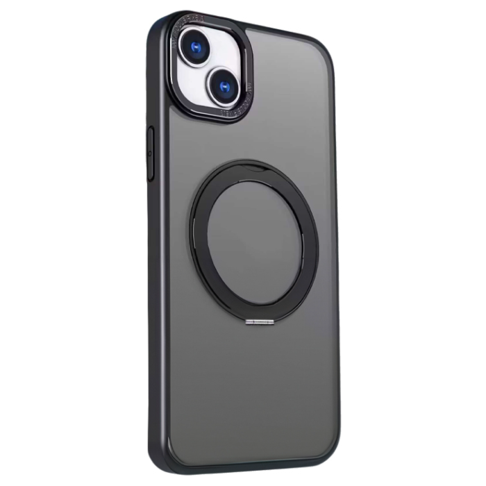 Plastové puzdro na Apple iPhone 12/12 Pro Mag Ring Rotating čierne