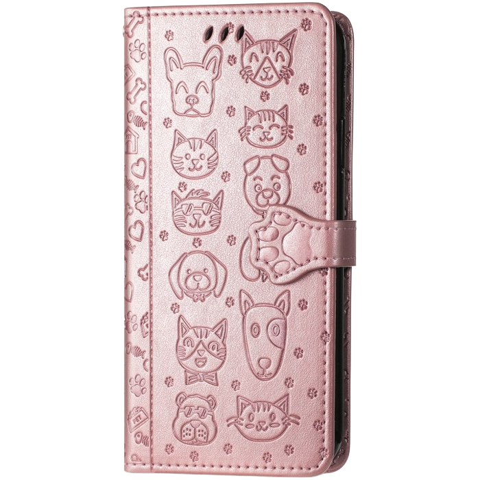 Diárové puzdro na Xiaomi Redmi 13C/Poco C65 MEZZO zvieratá ružovo-zlaté
