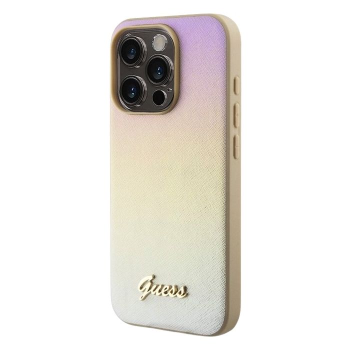Guess PU Leather Iridescent Metal Script Apple iPhone 15 Pro GUHCP15LPSAIRSD Gold