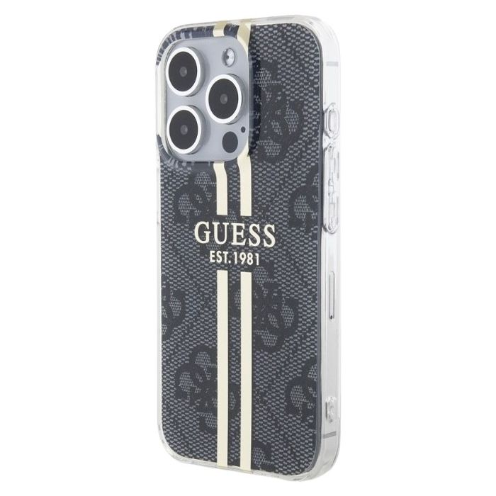 Guess IML 4G Gold Stripe Apple iPhone 15 Pro GUHCP15LH4PSEGK Black