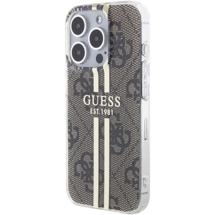 Guess IML 4G Gold Stripe Apple iPhone 15 Pro GUHCP15LH4PSEGW Brown