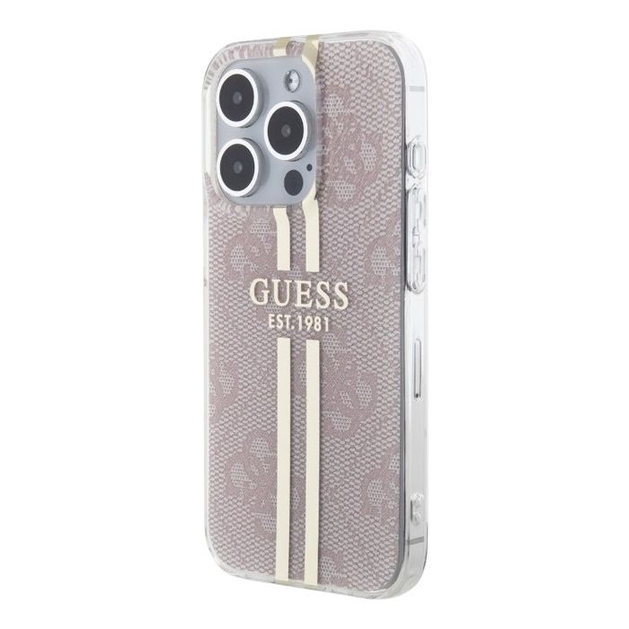 Guess IML 4G Gold Stripe Apple iPhone 15 Pro Max GUHCP15XH4PSEGP Pink