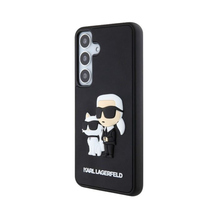 Plastové puzdro Karl Lagerfeld na Samsung Galaxy S24 5G S921 KLHCS24S3DRKCNK 3D Rubber Karl and Choupette čierne