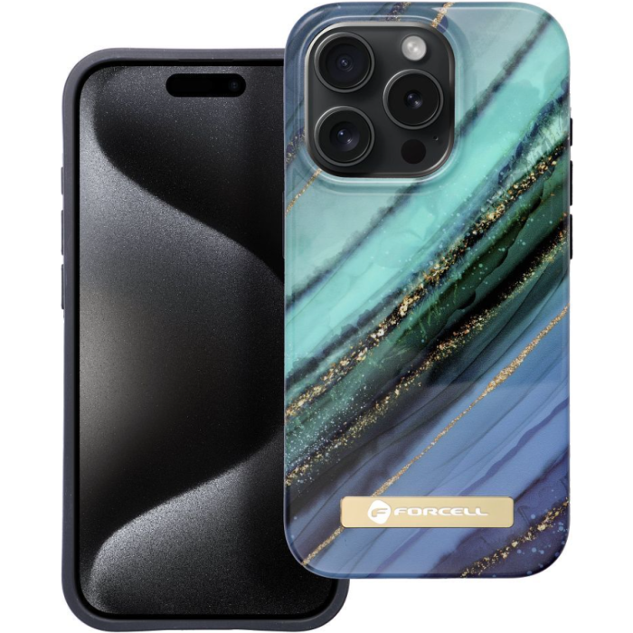 Plastové puzdro na Apple iPhone 15 Pro Max Forcell F-Protect Mirage MagSafe jade marble