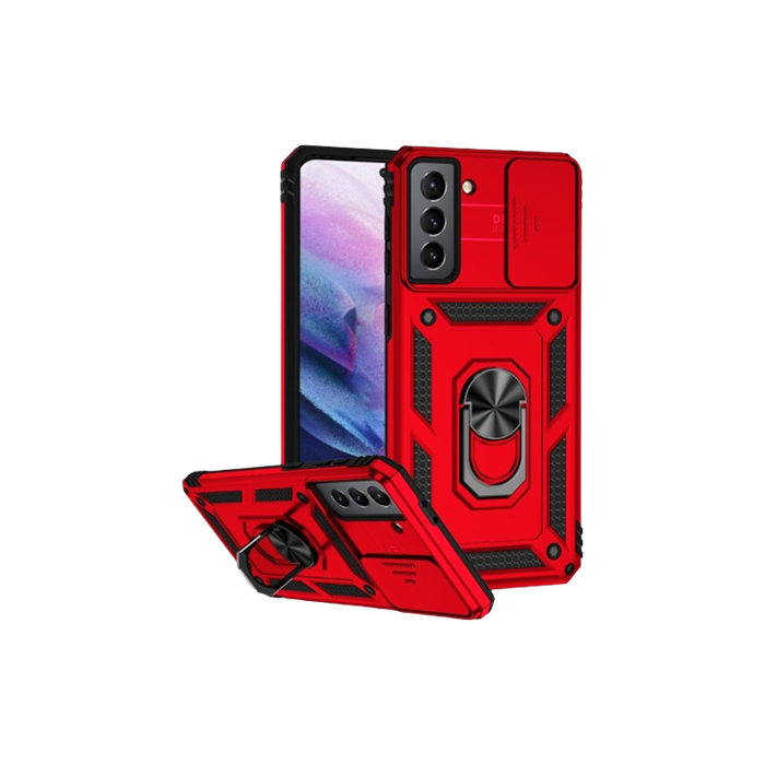 Odolné puzdro na Samsung Galaxy S21 5G G991 Camshield Ring Armor červené